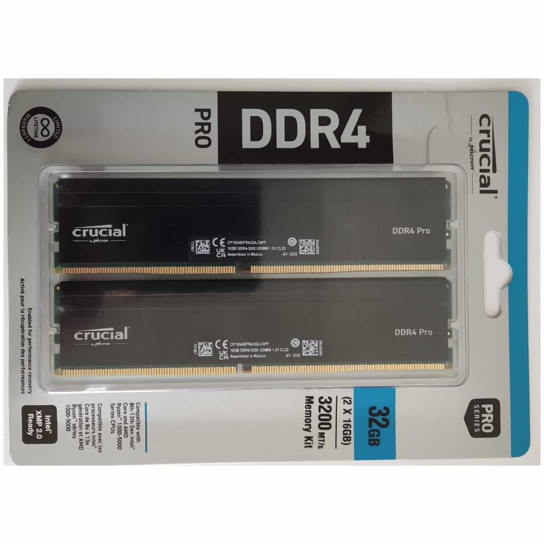 Memoria Ram 32GB (16X2) DDR4 Crucial PC - Disco Solido