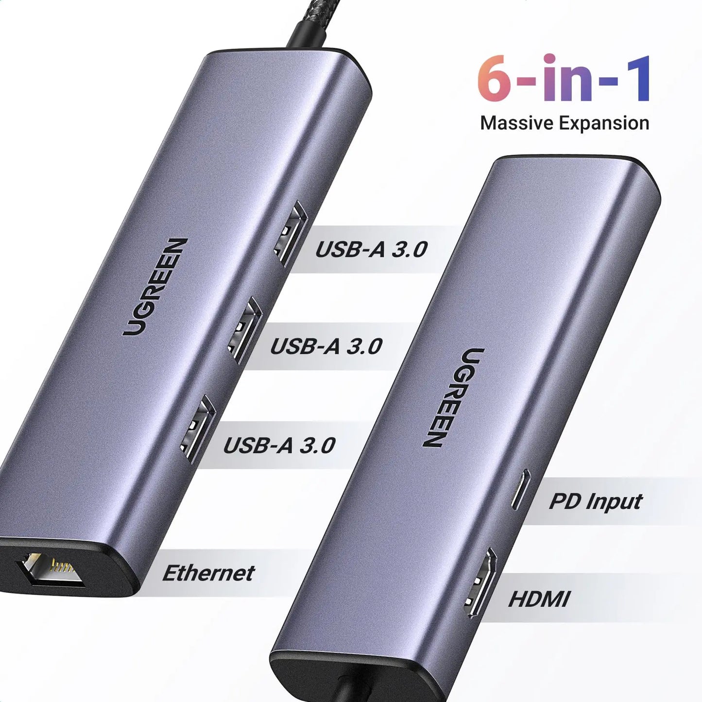 Hub UGREEN 6 en 1 - Rj45