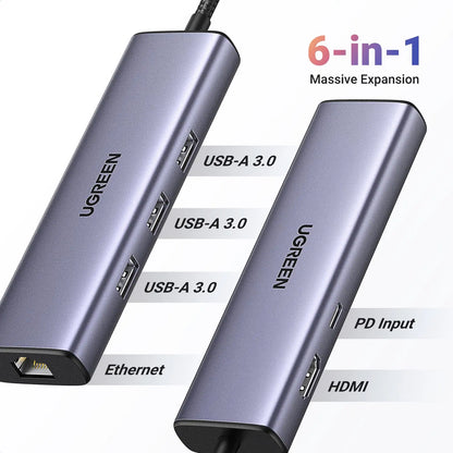 Hub UGREEN 6 en 1 - Rj45